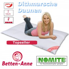 Daunendecke 10 cm Steg 3 x 4 Kassetten 100% weiße Dithmarsche Daunen 1600 g 155 x 220 cm